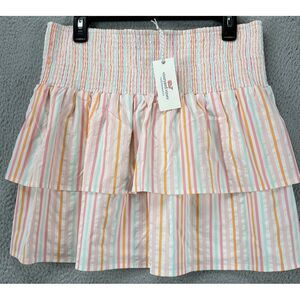 Vineyard Vines Skirt Womens Large Performance‎ Pink Stripes Harbor Smocked NEW